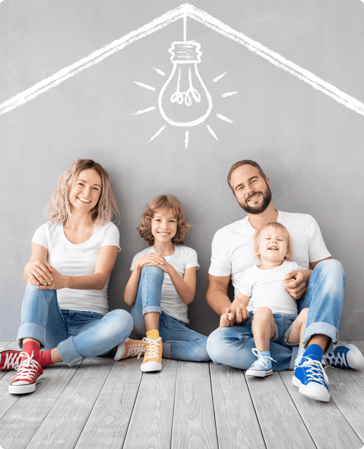 Happy family in their new home